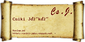 Csiki Jákó névjegykártya