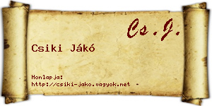Csiki Jákó névjegykártya